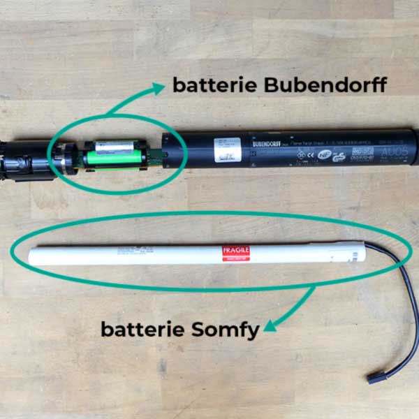 comparaison batterie Bubendorff et batterie Somfy